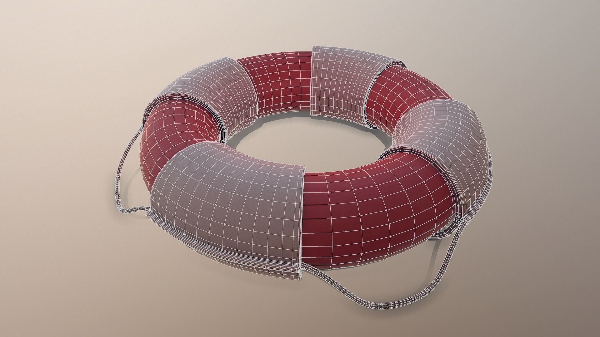 Lifebuoy Ring Low-poly 3D model_7