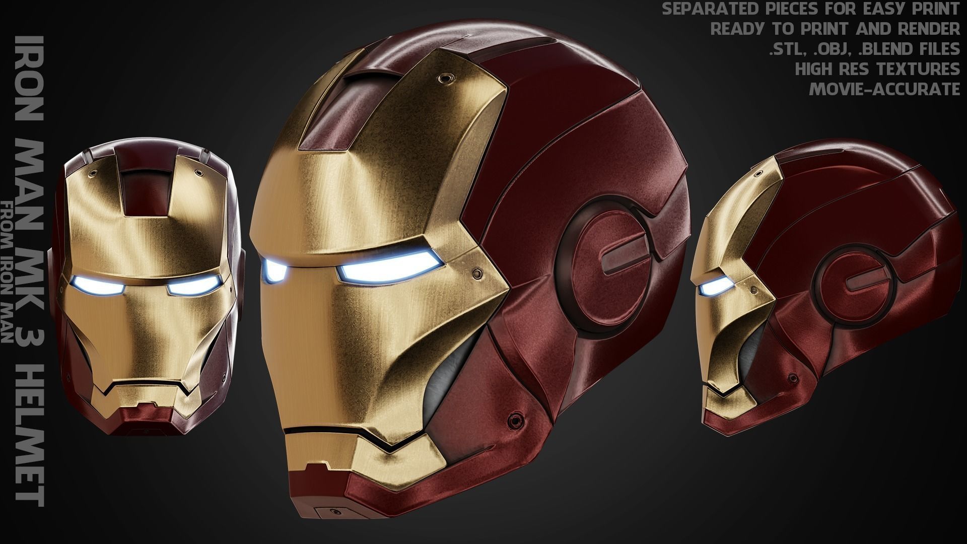 Iron Man Mark 3 Helmet for Cosplay 3D print model_0