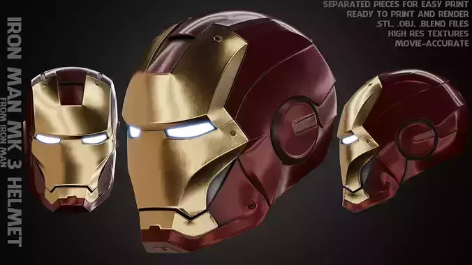 Iron Man Mark 3 Helmet for Cosplay 3D print model