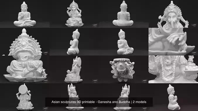 Asian sculptures 3D printable - Ganesha and Buddha
