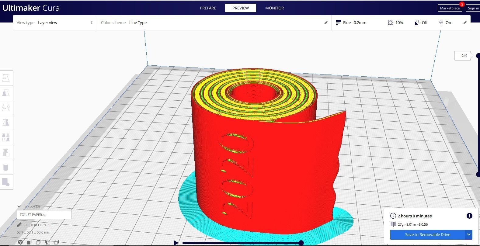 toilet paper christmas ornament 3D print model_8