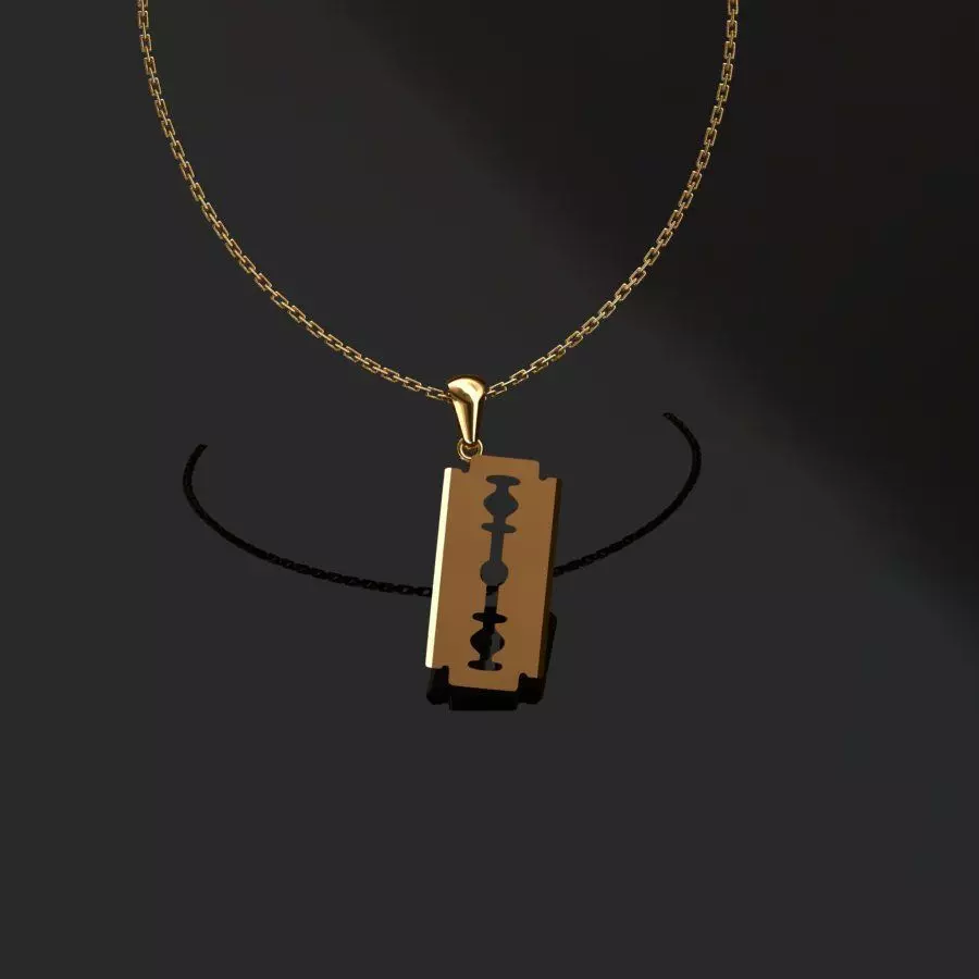 Pendant with razor blade 3D print model