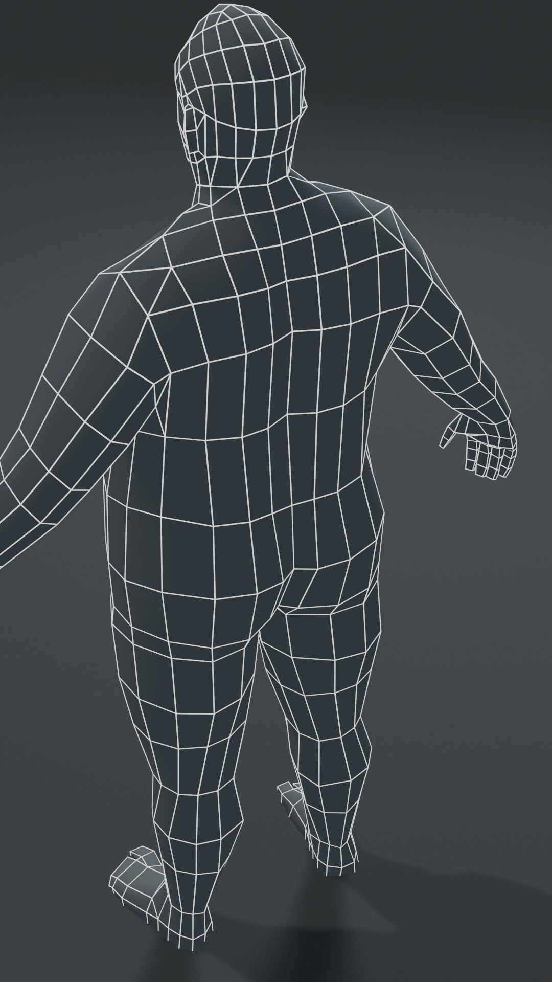 Male Body Fat Base Mesh  3D Model 1000 Polygons Low-poly 3D model_20