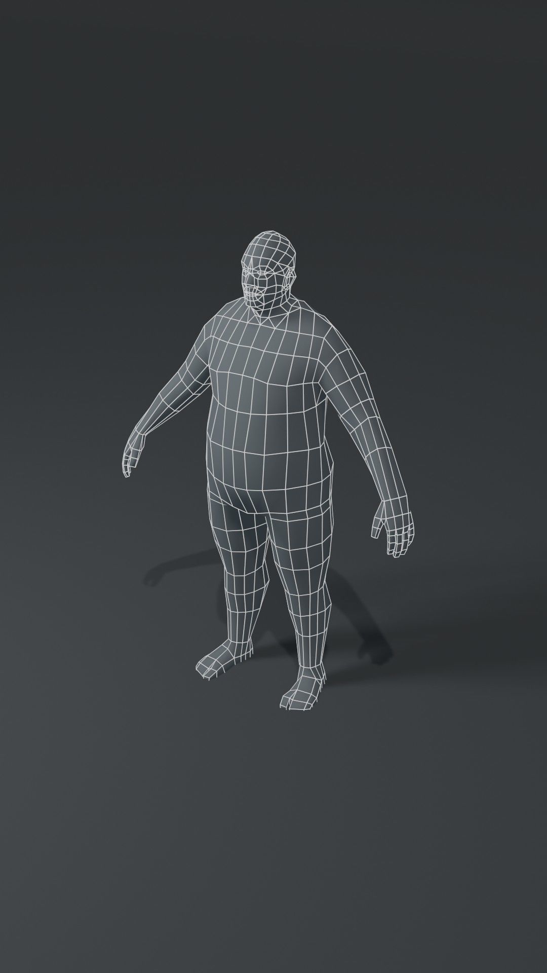 Male Body Fat Base Mesh  3D Model 1000 Polygons Low-poly 3D model_13