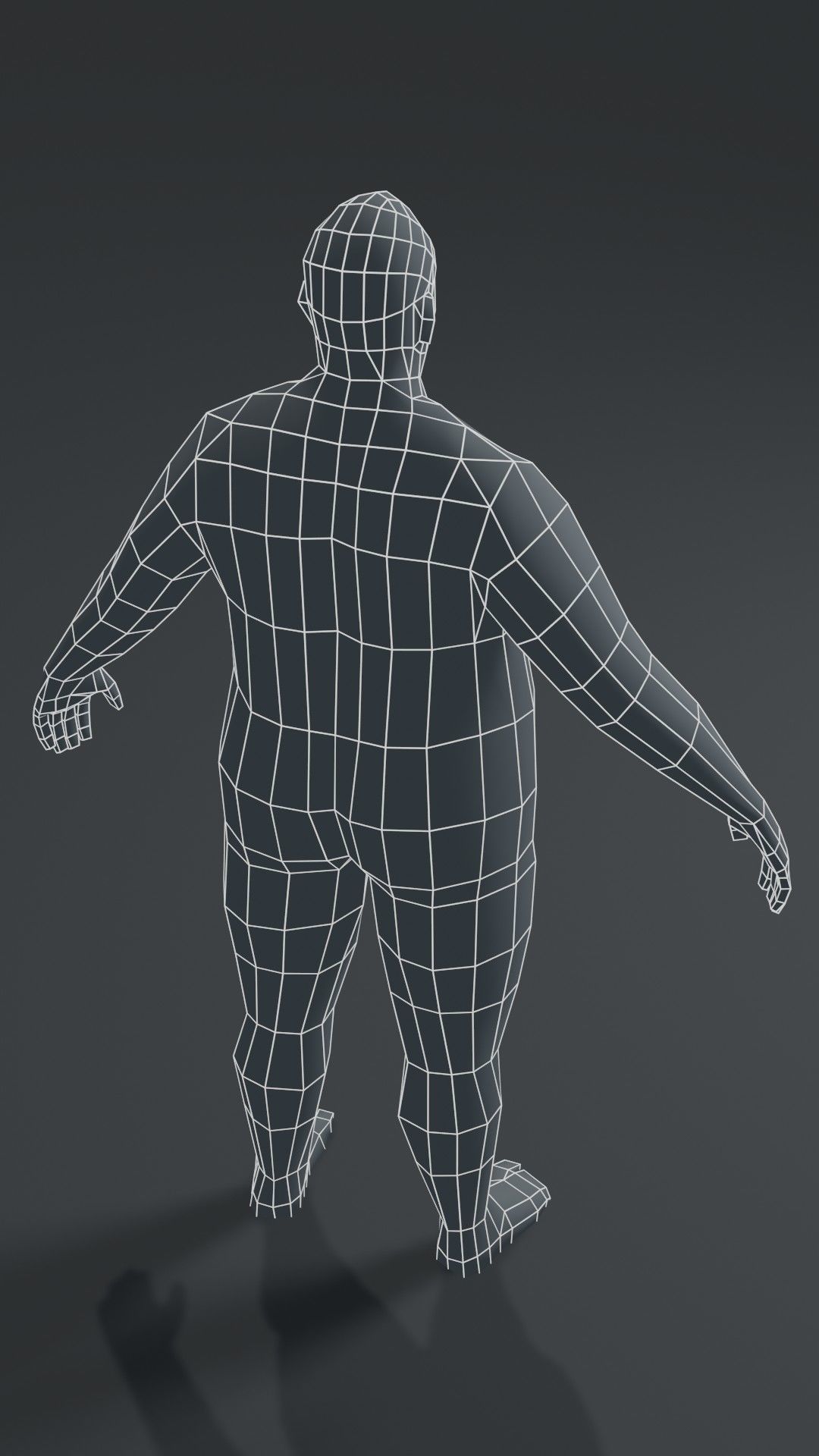 Male Body Fat Base Mesh  3D Model 1000 Polygons Low-poly 3D model_14