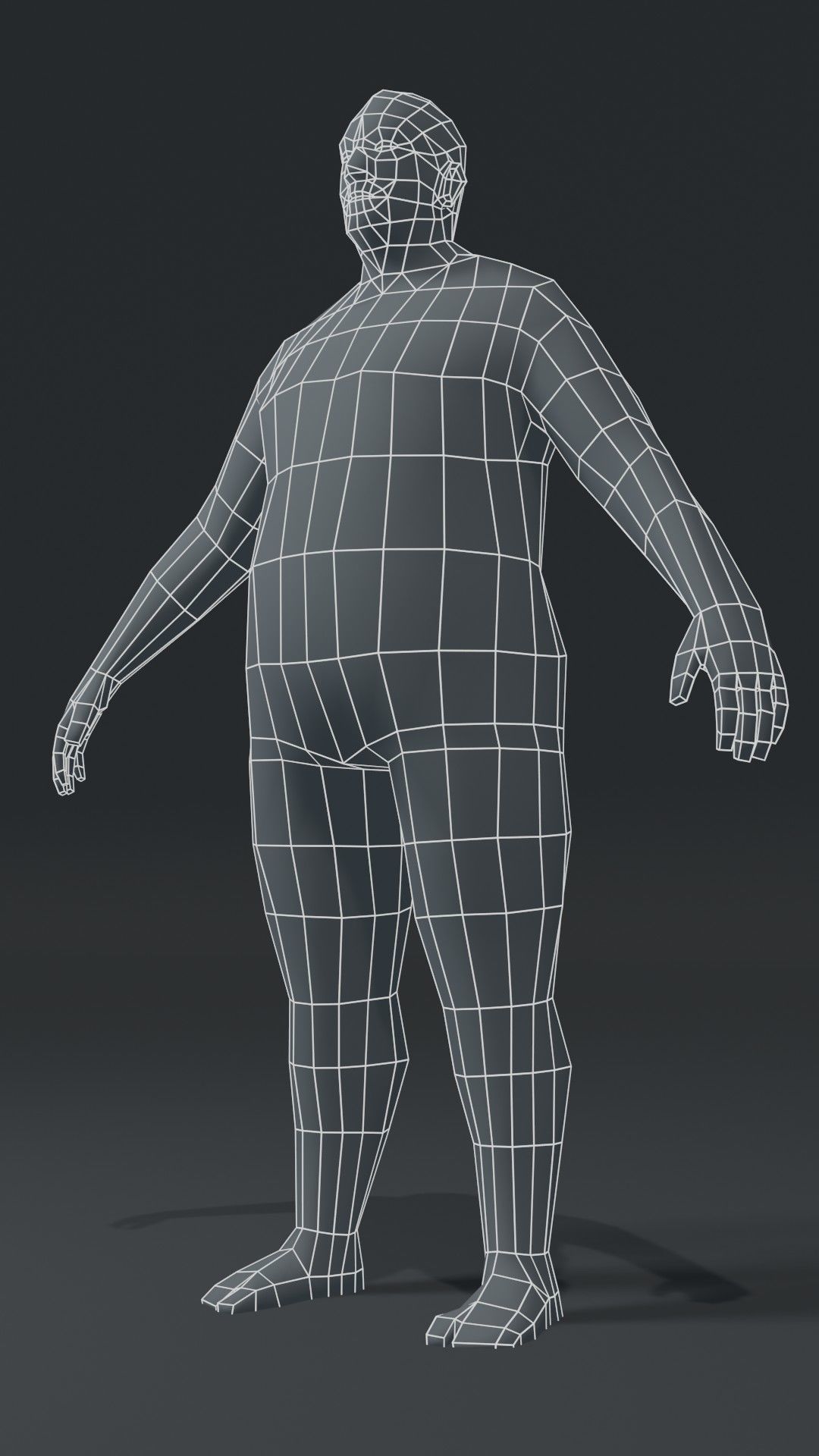 Male Body Fat Base Mesh  3D Model 1000 Polygons Low-poly 3D model_6