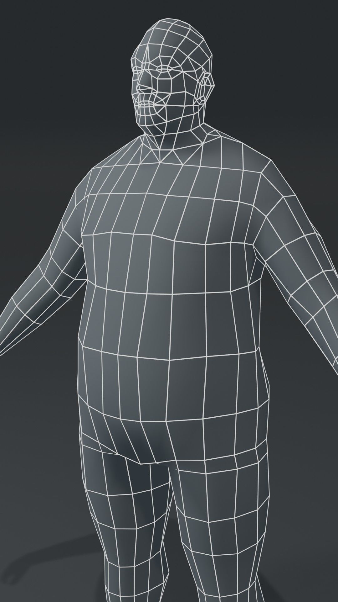 Male Body Fat Base Mesh  3D Model 1000 Polygons Low-poly 3D model_2