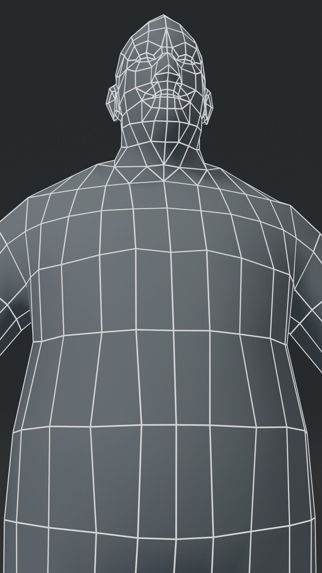 Male Body Fat Base Mesh  3D Model 1000 Polygons Low-poly 3D model_9
