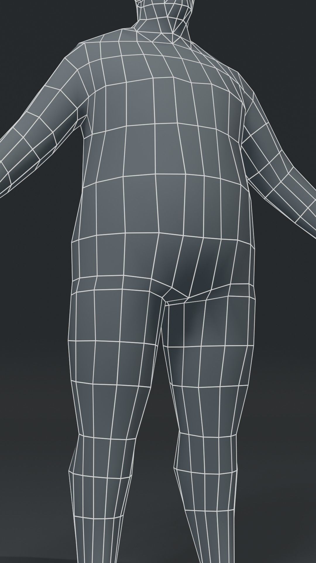 Male Body Fat Base Mesh  3D Model 1000 Polygons Low-poly 3D model_8