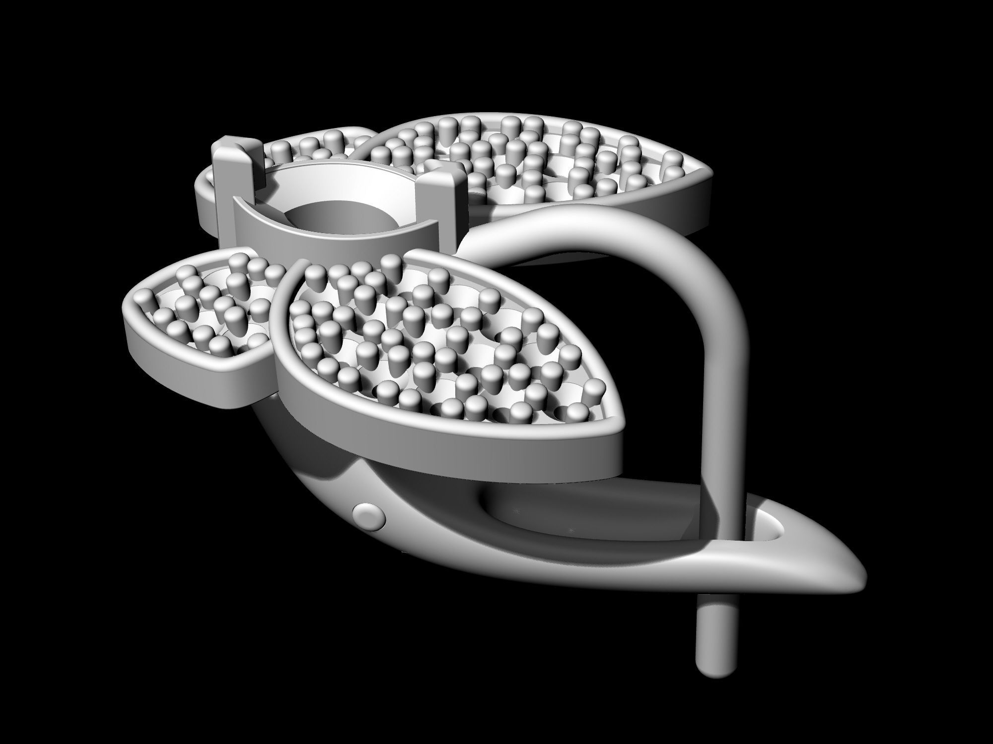 Simple Butterfly Earrings with diamond 3D print model_9