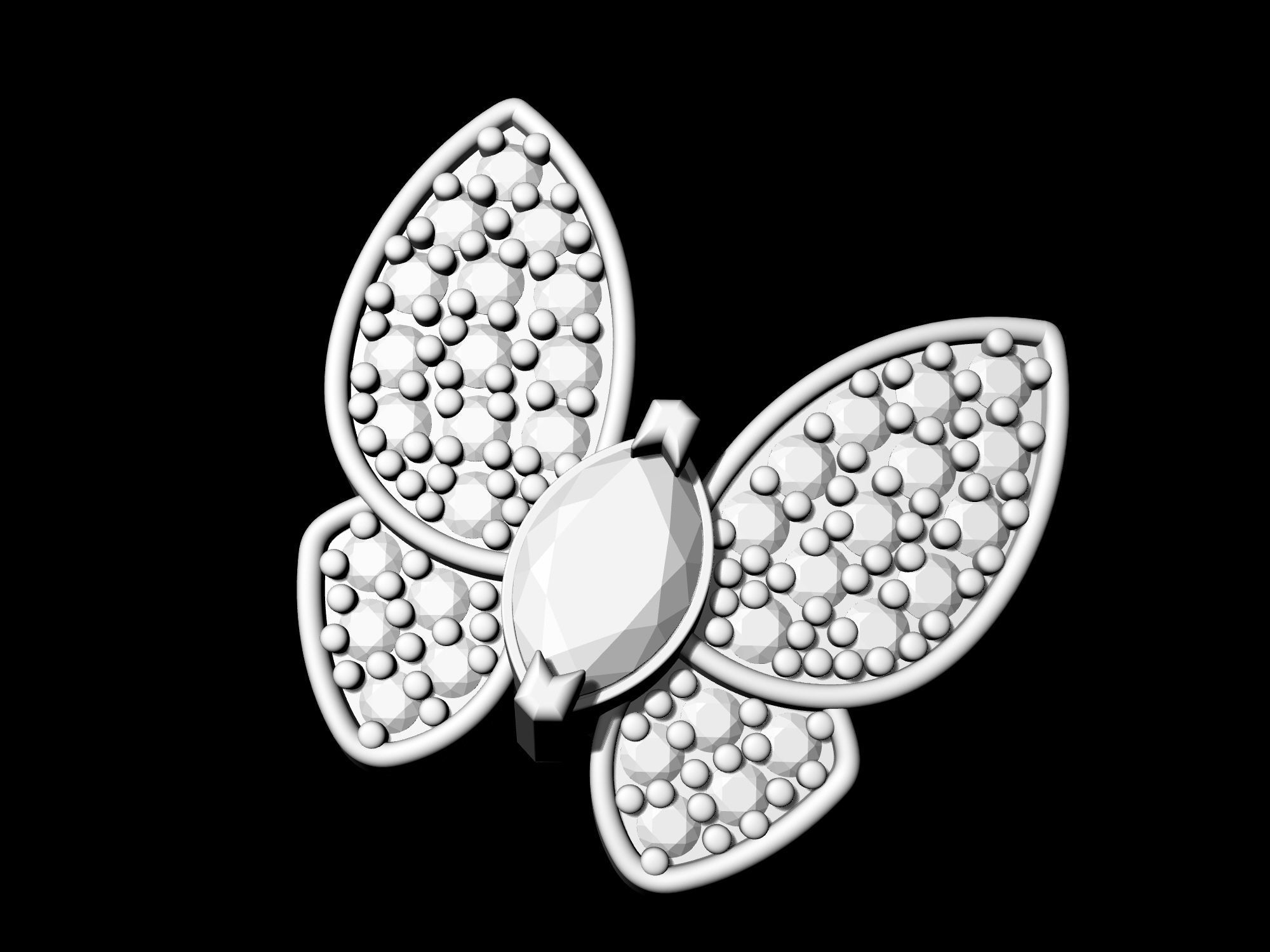 Simple Butterfly Earrings with diamond 3D print model_15