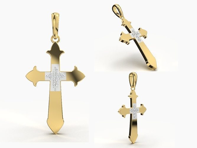 JESUS CROSS DIAMOND PENDANT 3D print model