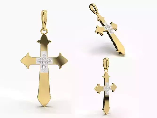 JESUS CROSS DIAMOND PENDANT 3D print model