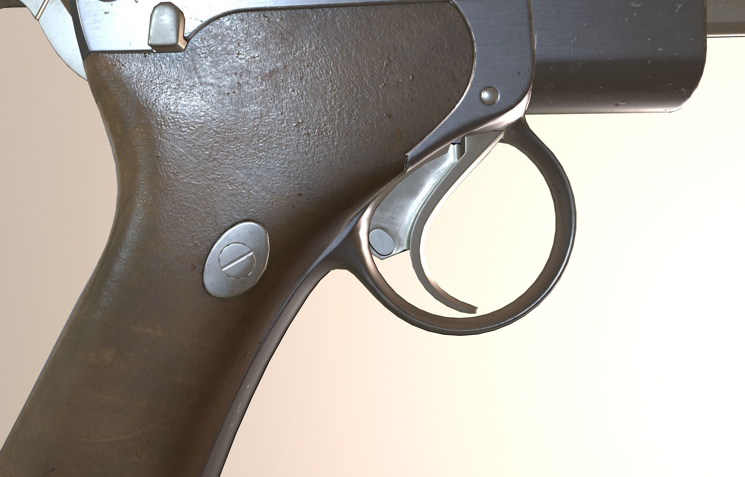 Old pistol gun PBR low poly Low-poly 3D model_5