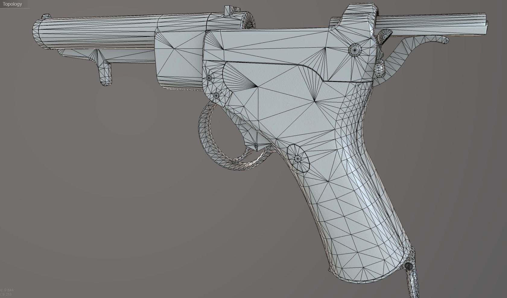 Old pistol gun PBR low poly Low-poly 3D model_7