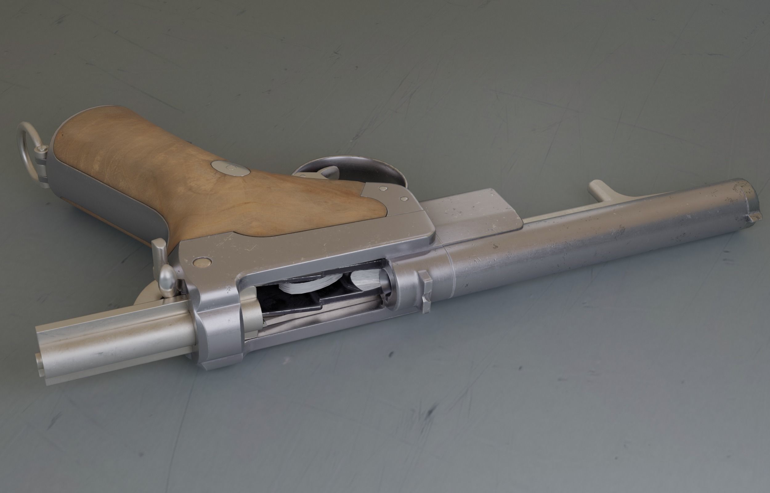 Old pistol gun PBR low poly Low-poly 3D model_8