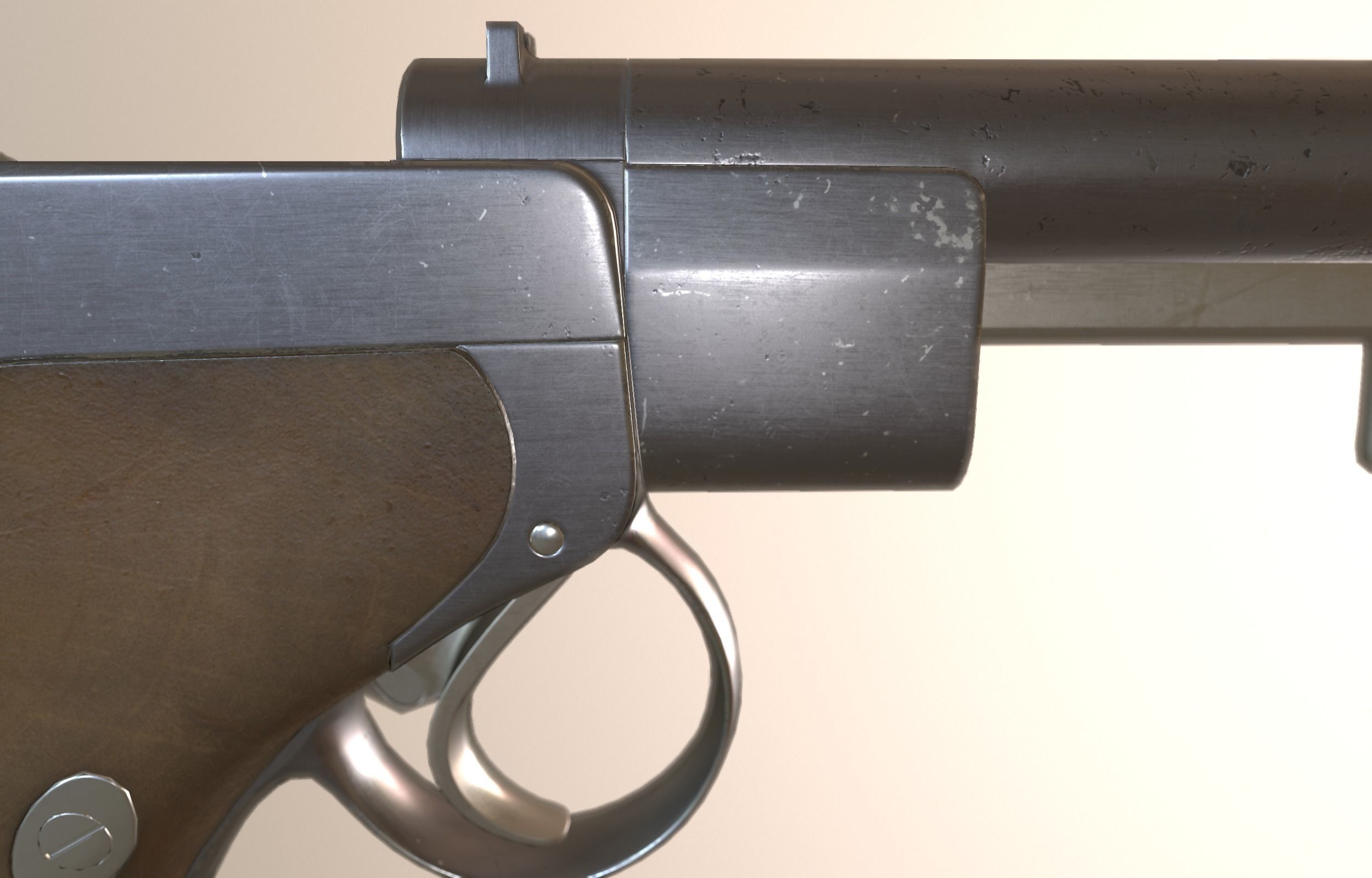Old pistol gun PBR low poly Low-poly 3D model_10