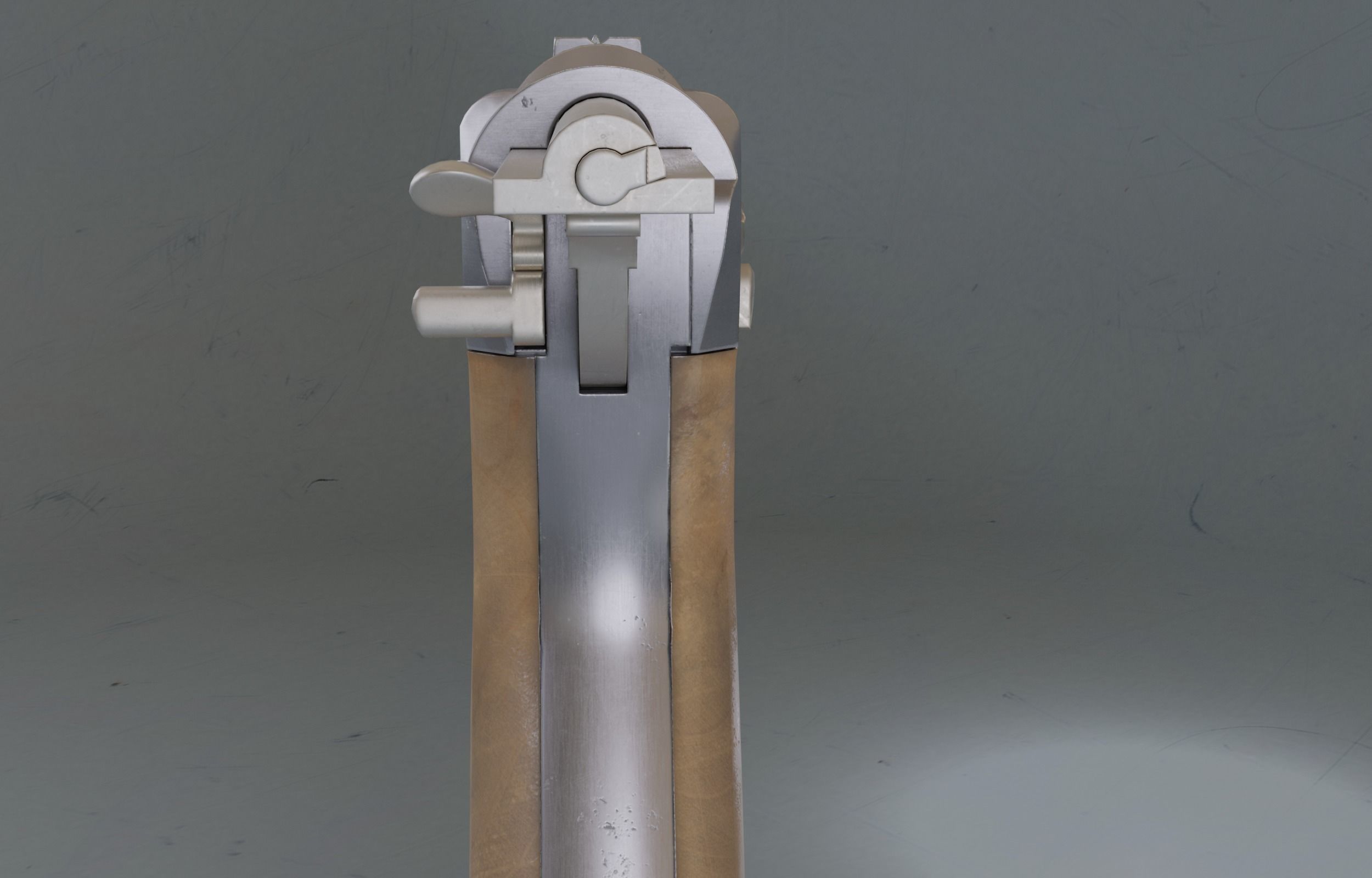 Old pistol gun PBR low poly Low-poly 3D model_9