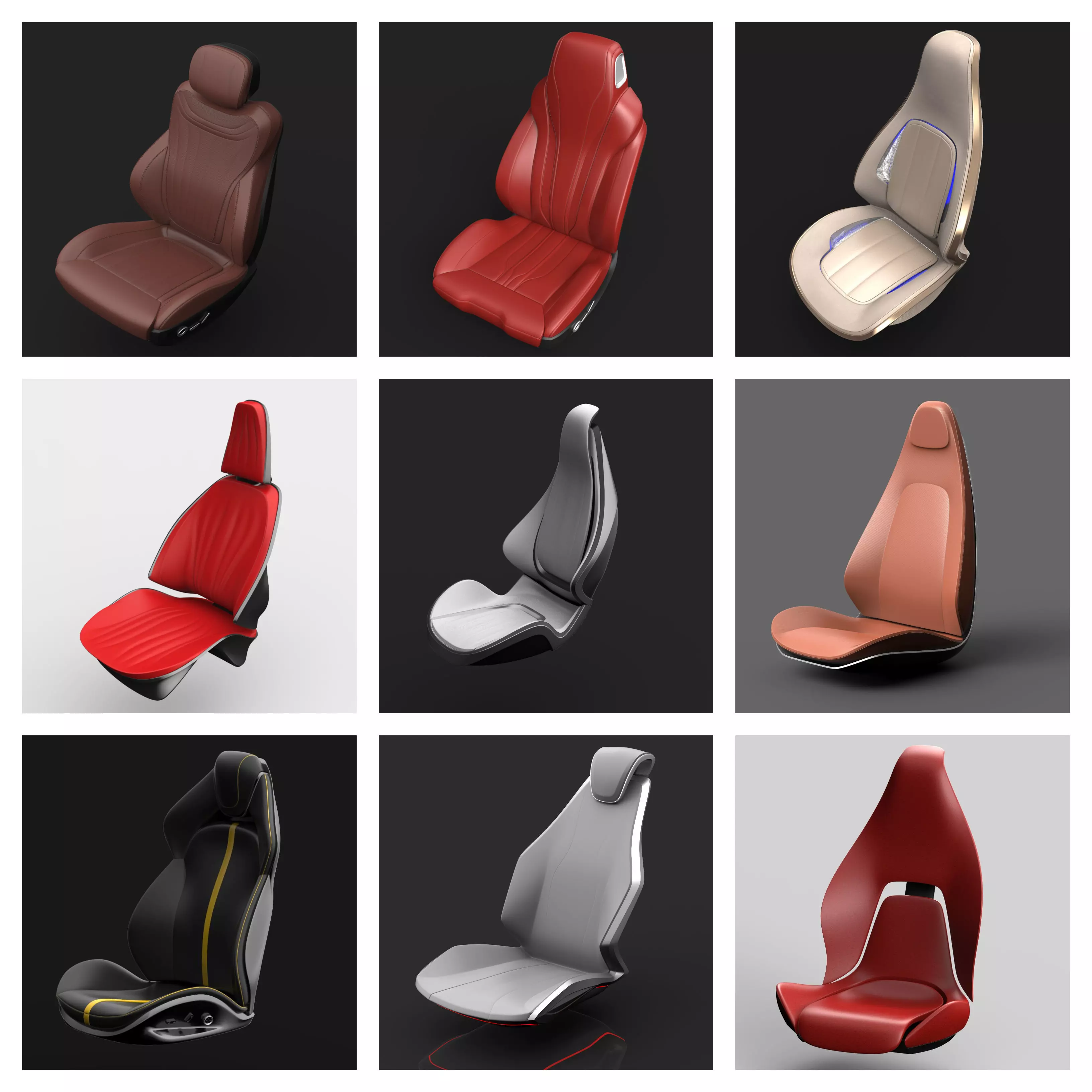 car seat collection 13 models 3D model