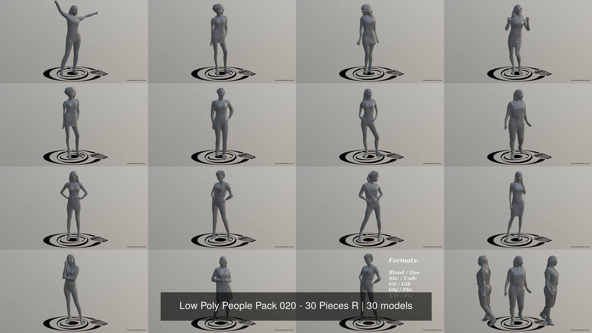 Low Poly People Pack 020 - 30 Pieces R 3D Model Collection_2