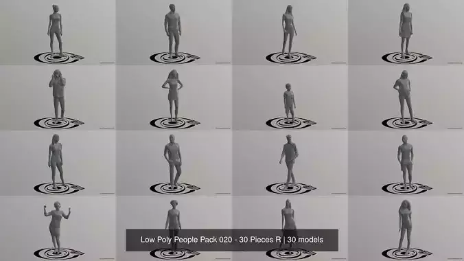 Low Poly People Pack 020 - 30 Pieces R 3D Model Collection