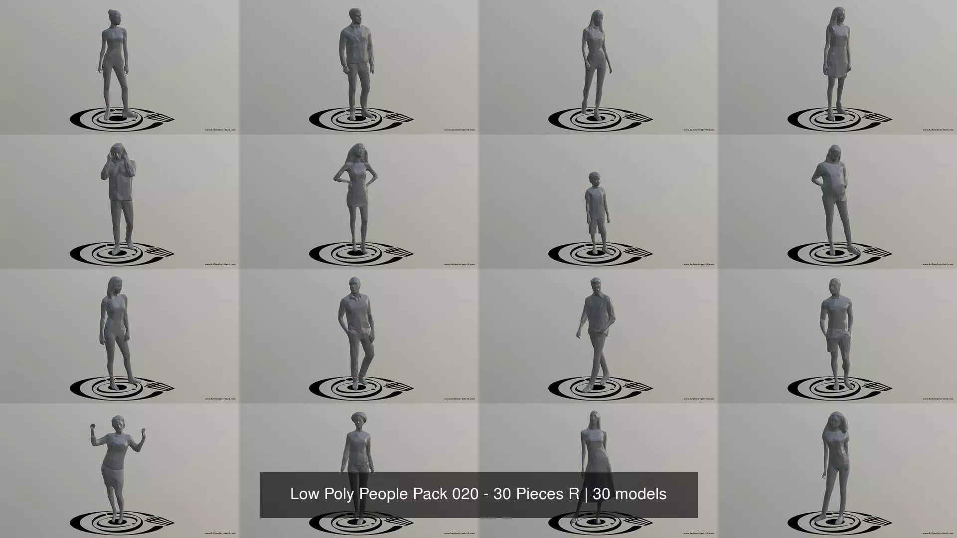 Low Poly People Pack 020 - 30 Pieces R 3D Model Collection_0
