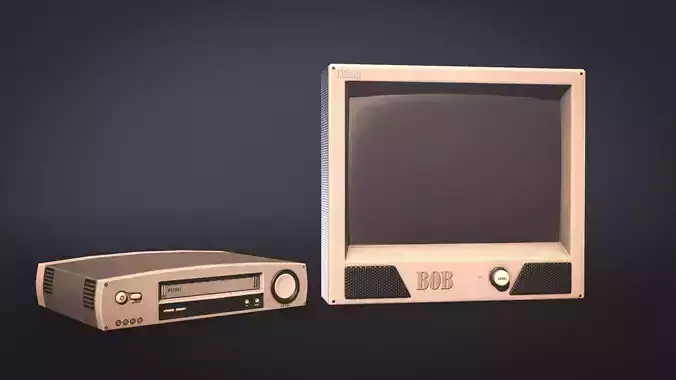 TV and TV player Low Poly Game-Ready Low-poly 3D model