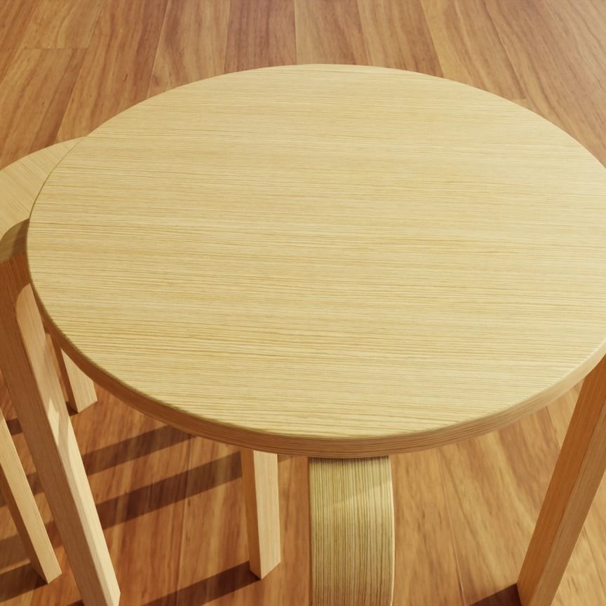 Wooden IKEA Stools Set of 2 Low-poly 3D model_13