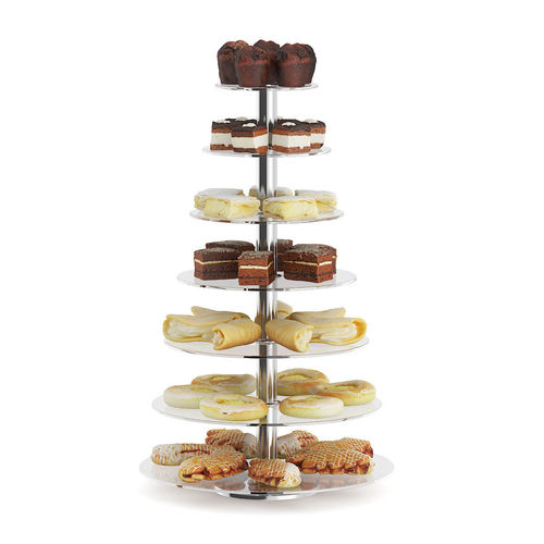 Glass Stand with Sweatrolls and Cakes 3D model