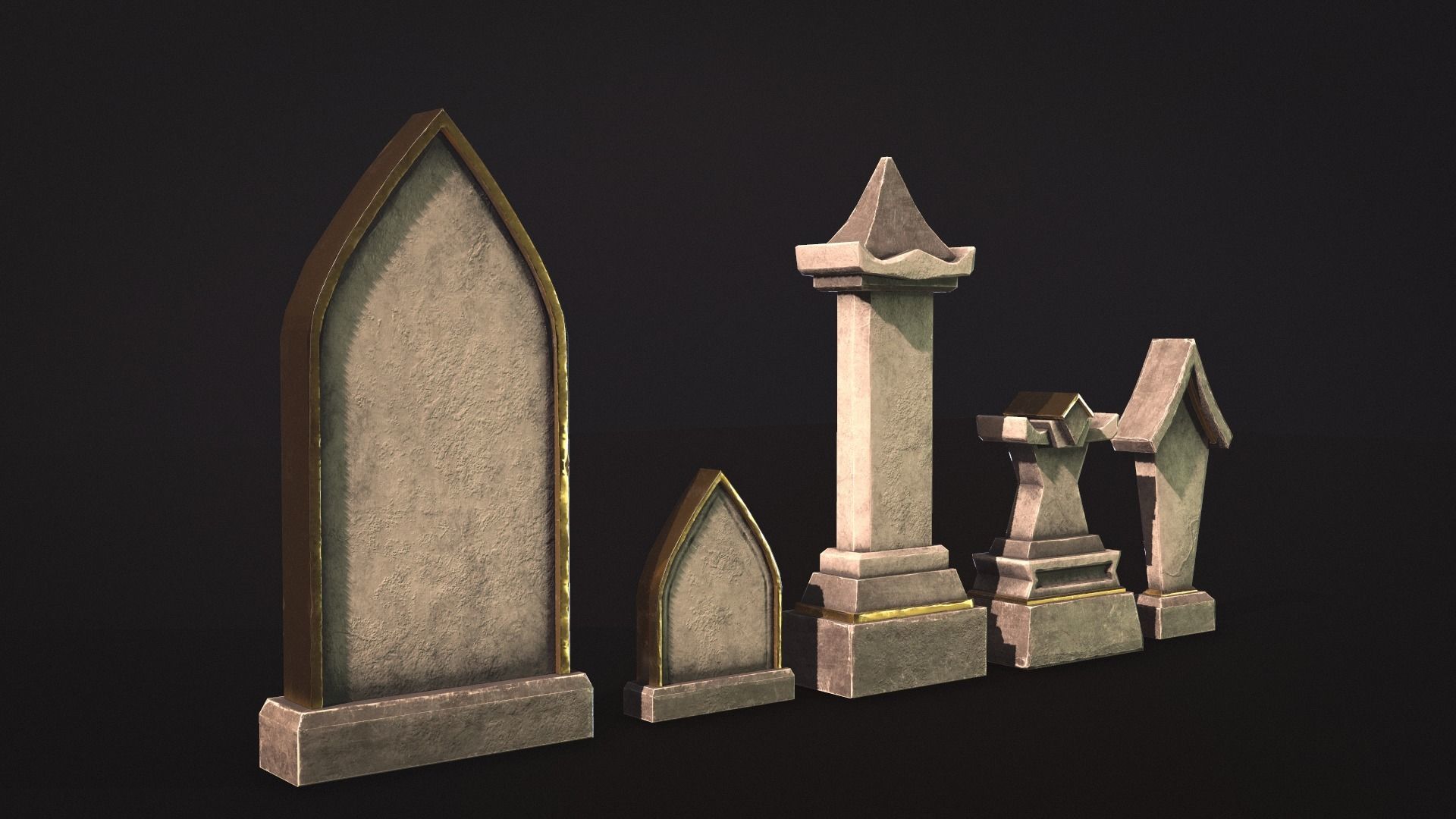 Fantasy Gravestones Low-poly Game-ready Low-poly 3D model_9