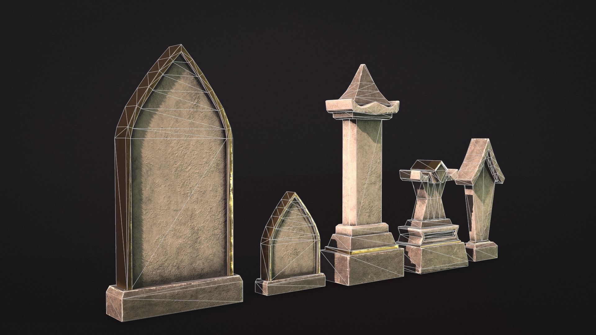 Fantasy Gravestones Low-poly Game-ready Low-poly 3D model_10