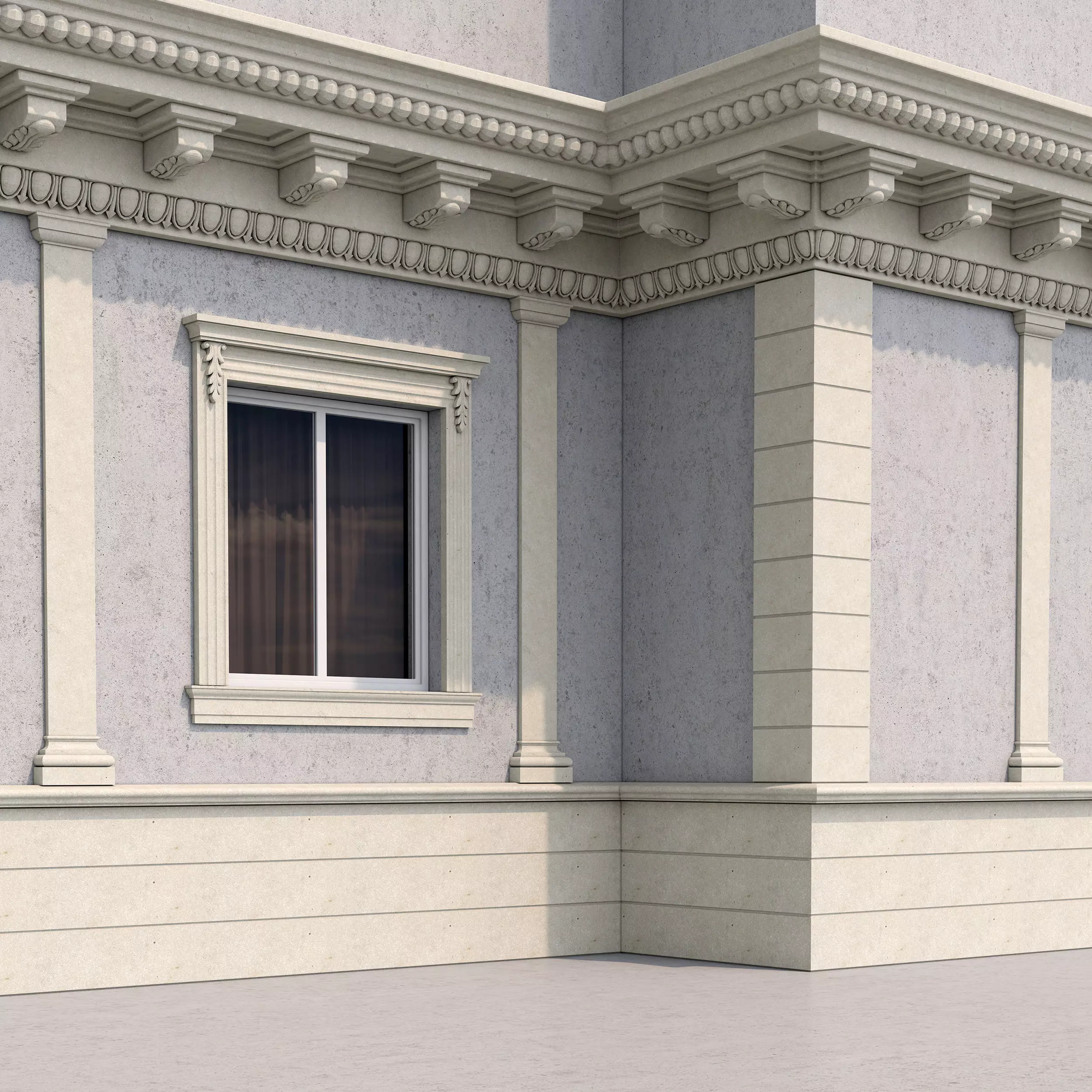 Facade classic style 3 Low-poly 3D model_0