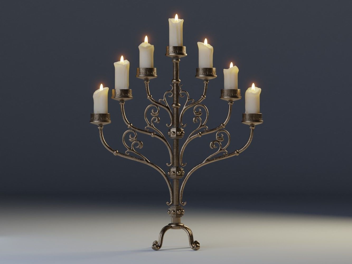 Table Candle Holder B Low-poly 3D model_5
