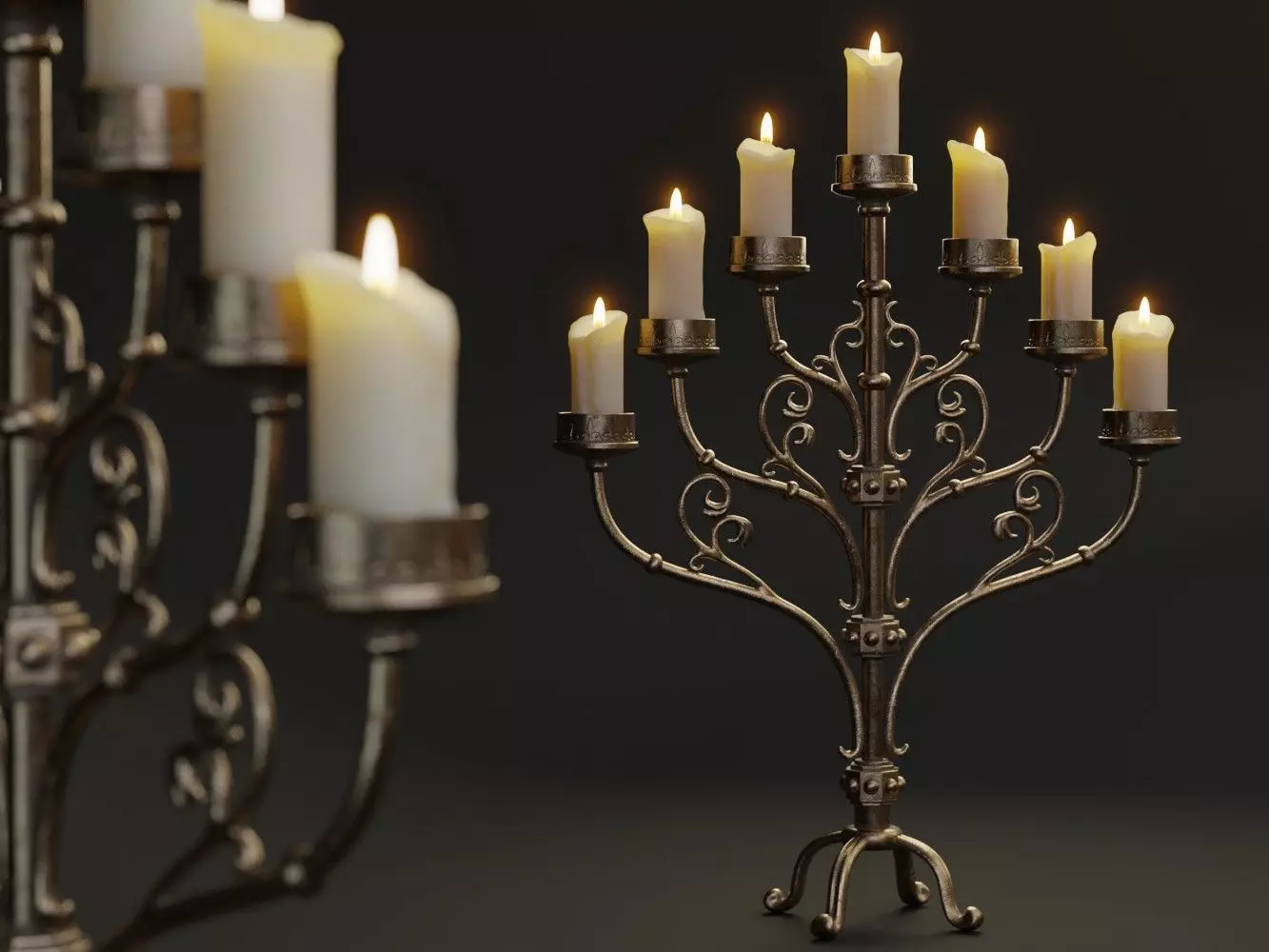 Table Candle Holder B Low-poly 3D model_0