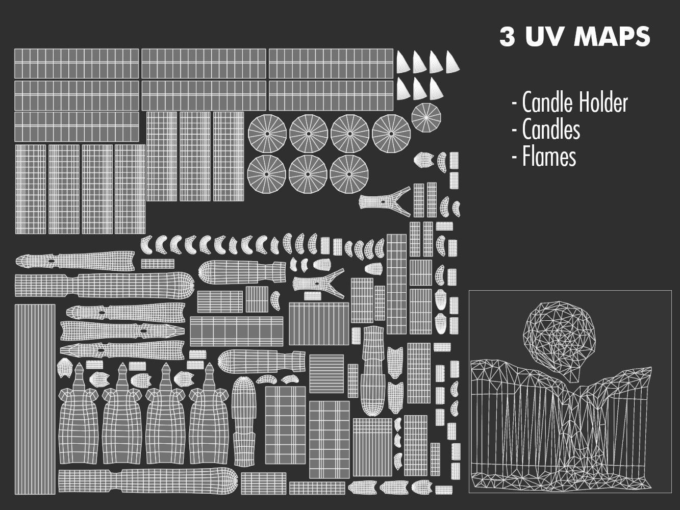Table Candle Holder B Low-poly 3D model_7