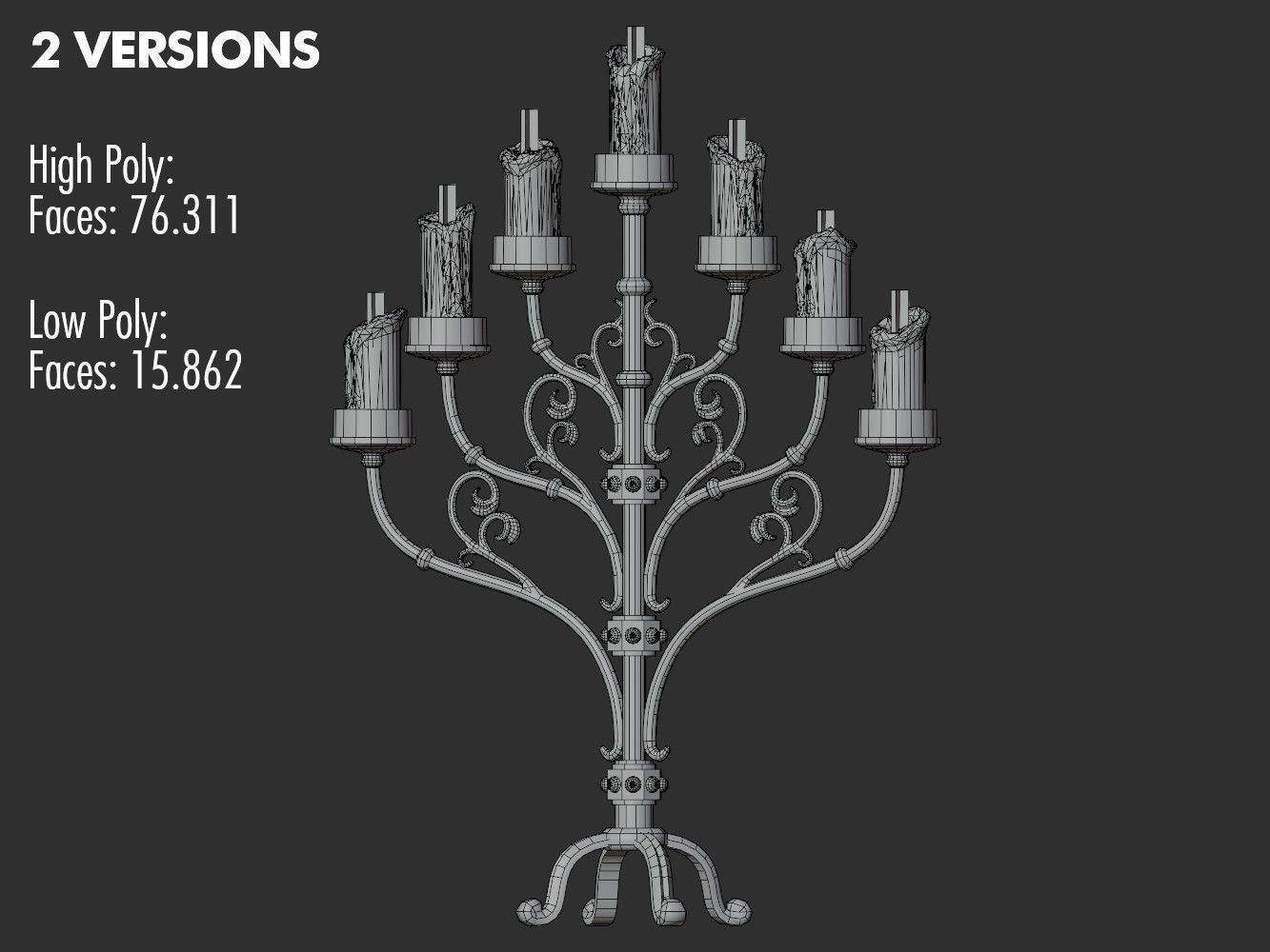 Table Candle Holder B Low-poly 3D model_6