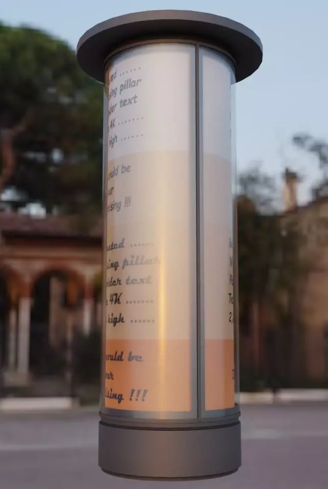 Modern Illuminated Advertising Pillar 4 Low-poly 3D model_0