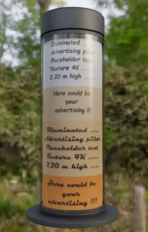 Modern Illuminated Advertising Pillar 3 Low-poly 3D model_0