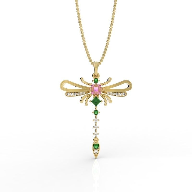 Sophisticated dragonfly pendant  3D print model_3