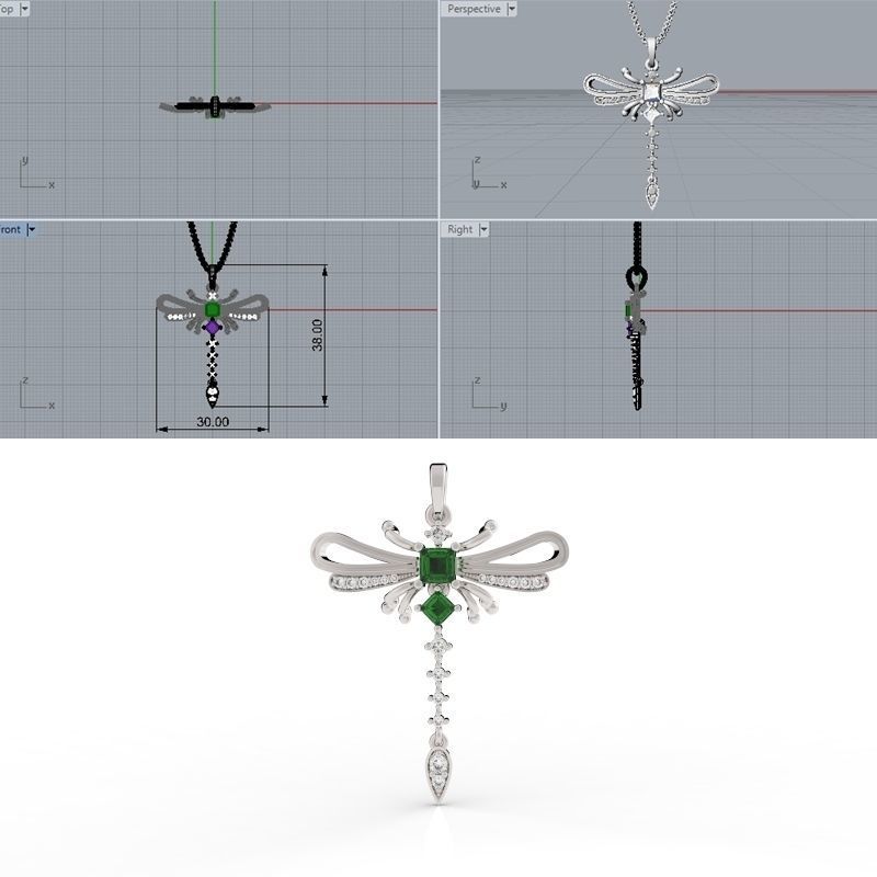 Sophisticated dragonfly pendant  3D print model_1