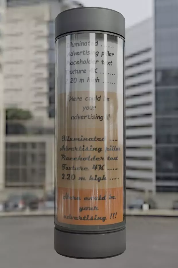 Modern Illuminated Advertising Pillar 1 Low-poly 3D model_0