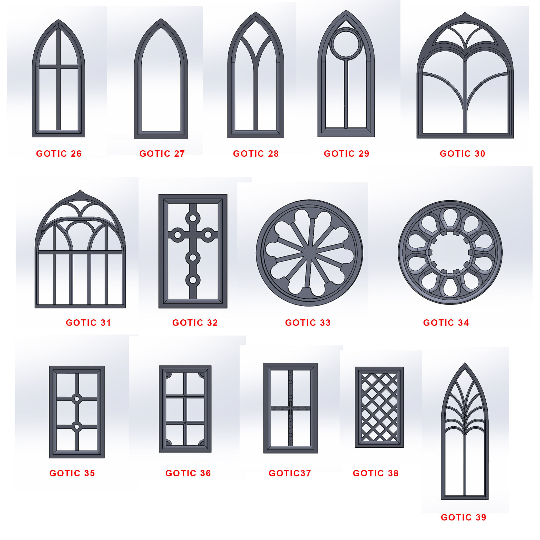 SET OF GOTHIC WINDOWS 3D print model_62