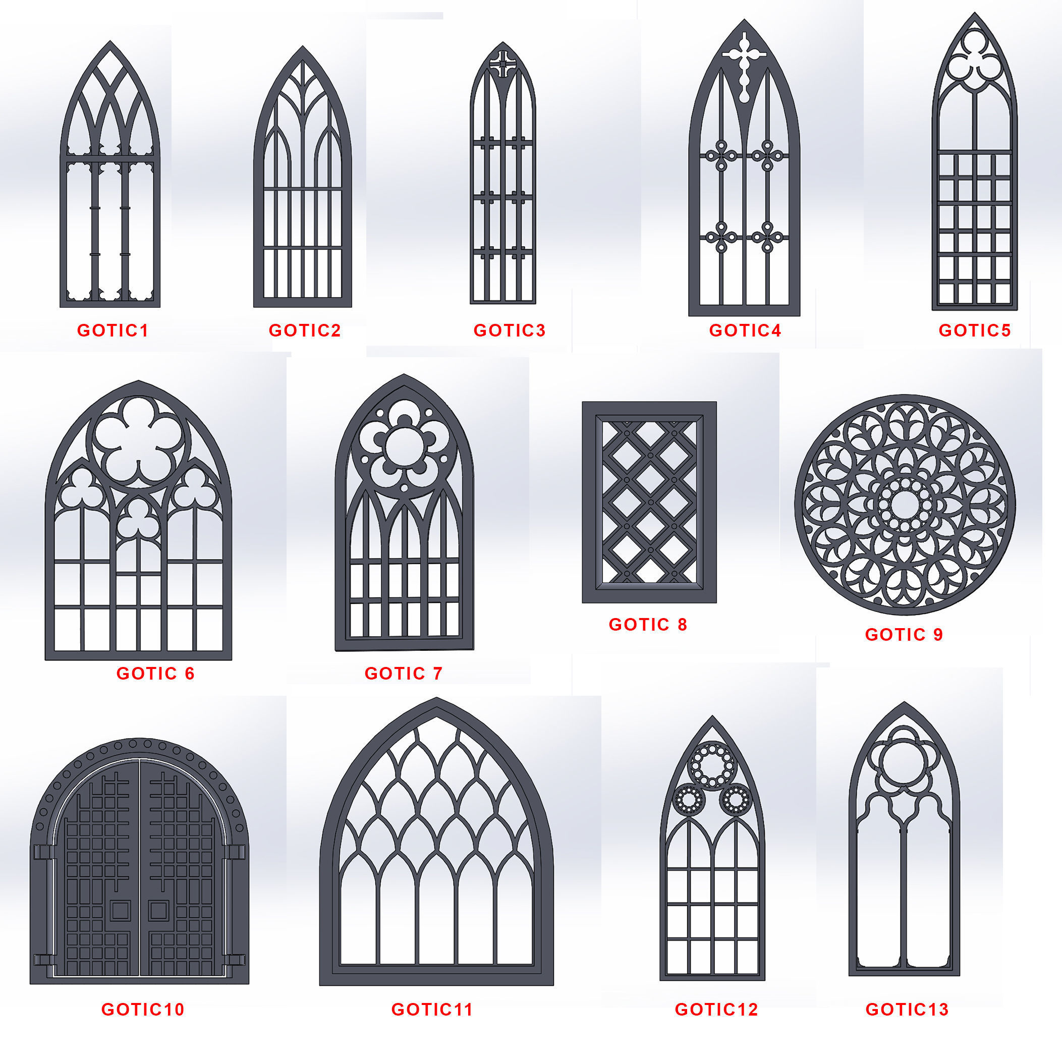 SET OF GOTHIC WINDOWS 3D print model_60
