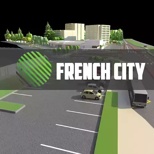 low poly french city Low-poly 3D model