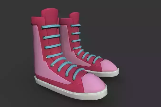 Boots Pink Low-poly 3D model