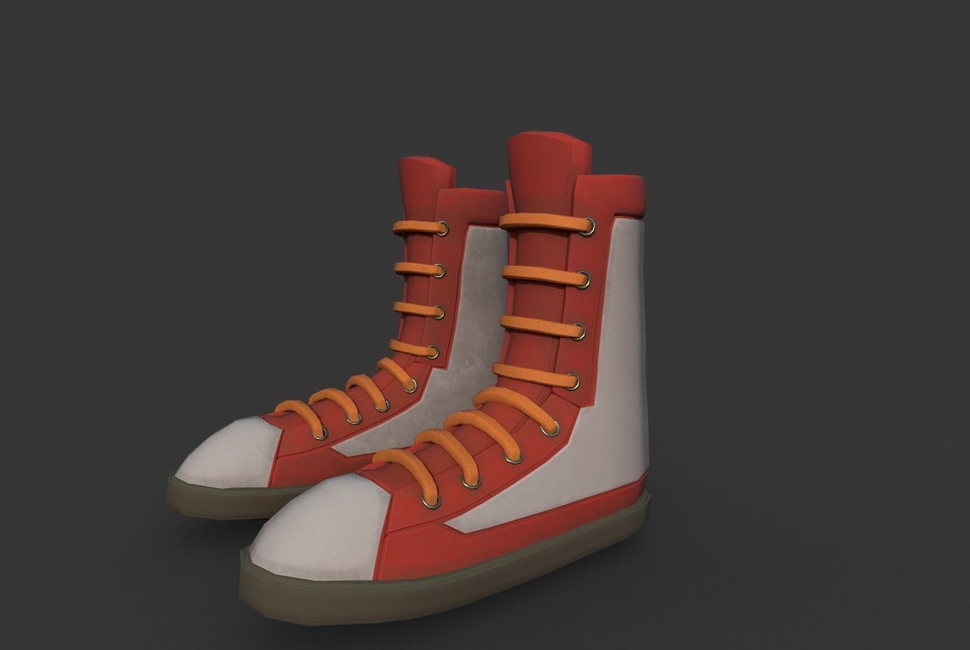 Boots Red Low-poly 3D model_8