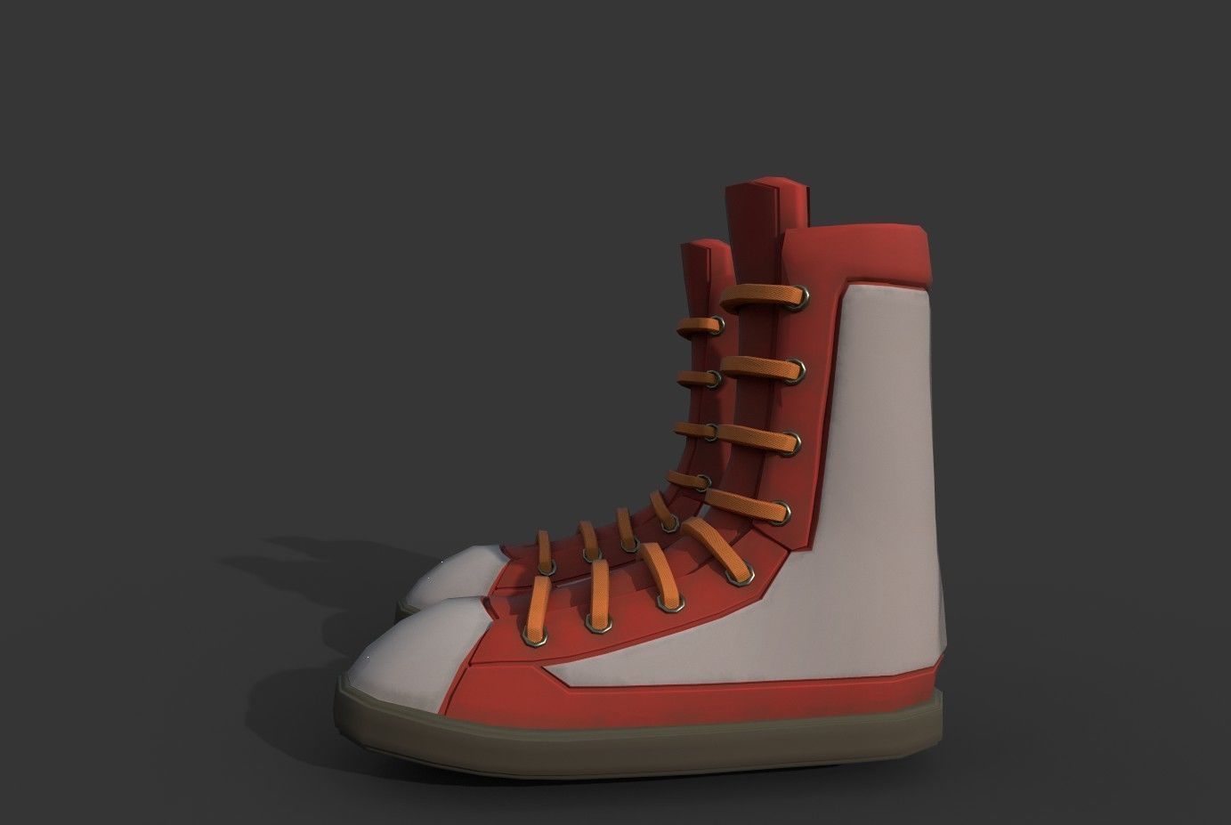 Boots Red Low-poly 3D model_12