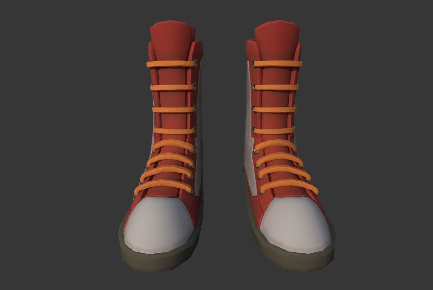 Boots Red Low-poly 3D model_1