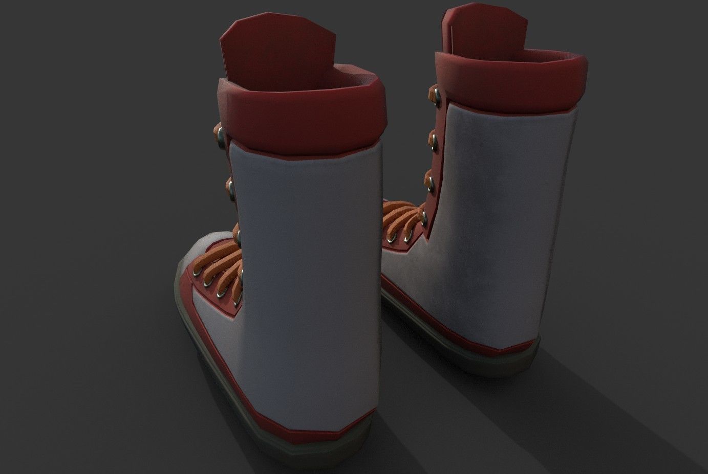 Boots Red Low-poly 3D model_4