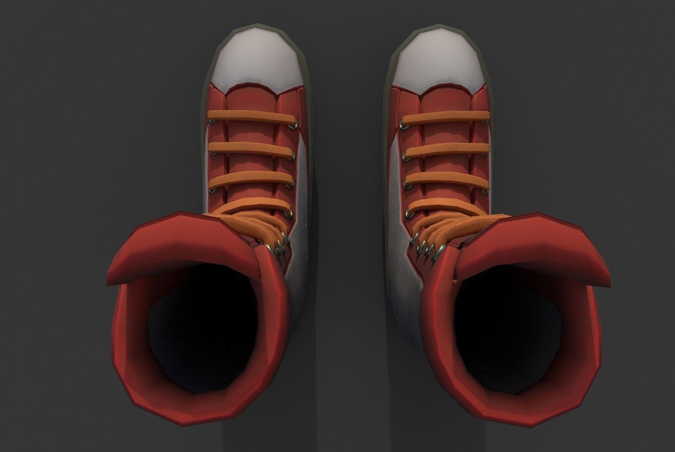 Boots Red Low-poly 3D model_3